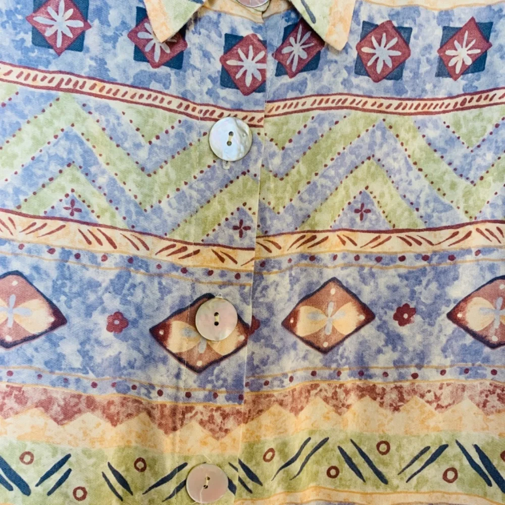 Vintage Roper Button Up Shirt Womens 2X Long Sleeve Western Aztec Lagenlook Art
